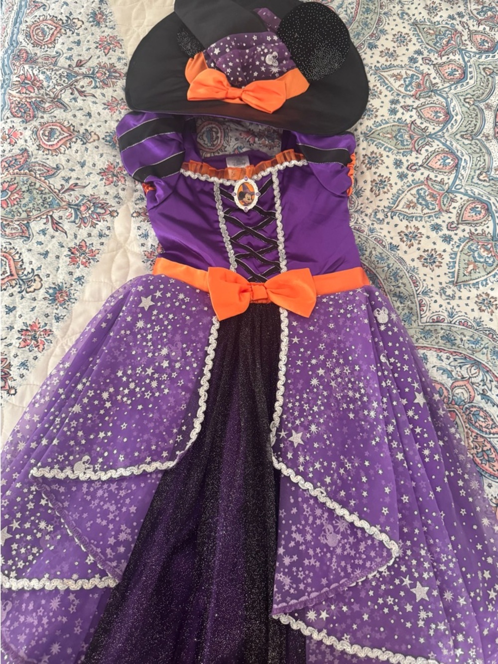 Disney Purple and Orange Star Witch Costume with Black Hat